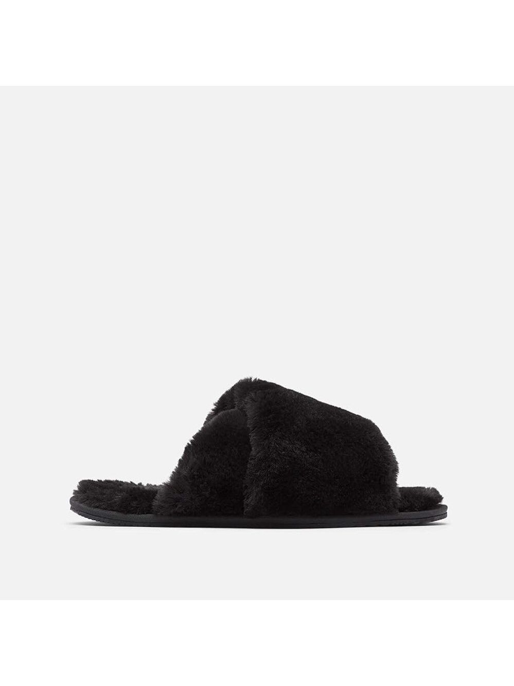 Size 7 Ladies Sorel Women's Black Plush Slippers